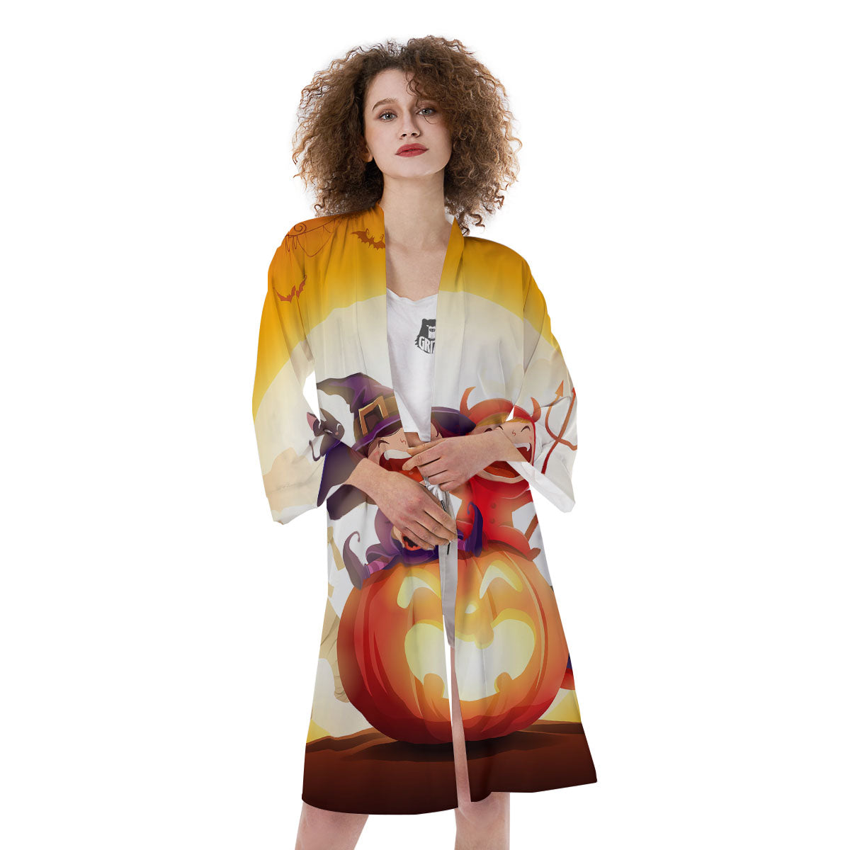 Moonlight Halloween Print Kimono-grizzshop