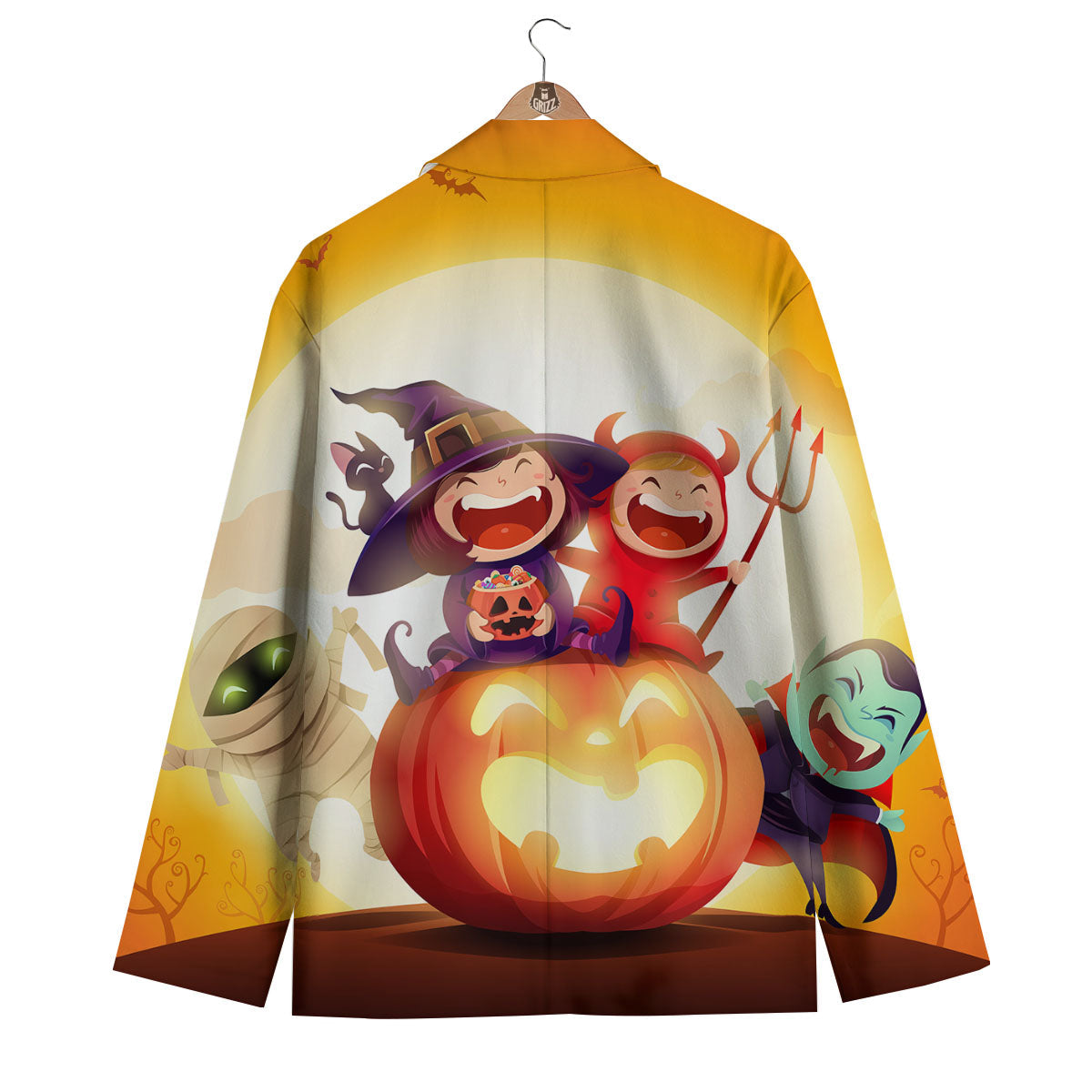 Moonlight Halloween Print Men's Blazer-grizzshop