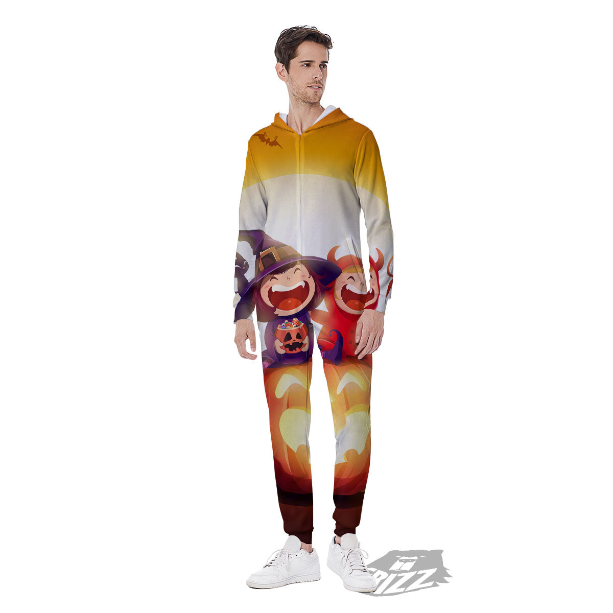 Moonlight Halloween Print Men's Jumpsuit-grizzshop