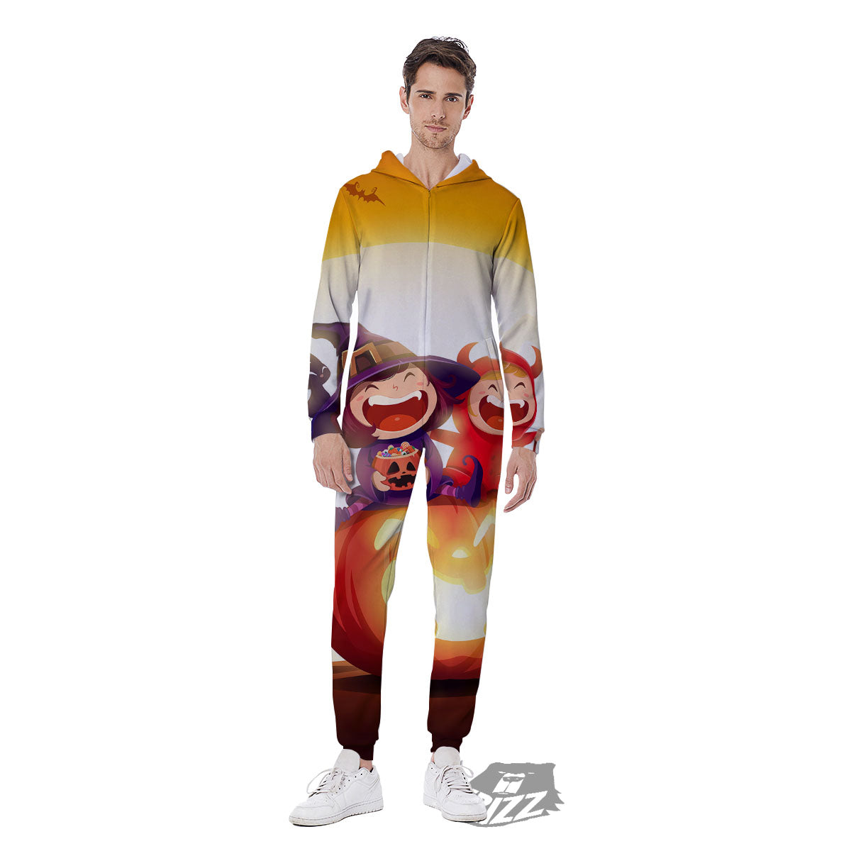 Moonlight Halloween Print Men's Jumpsuit-grizzshop