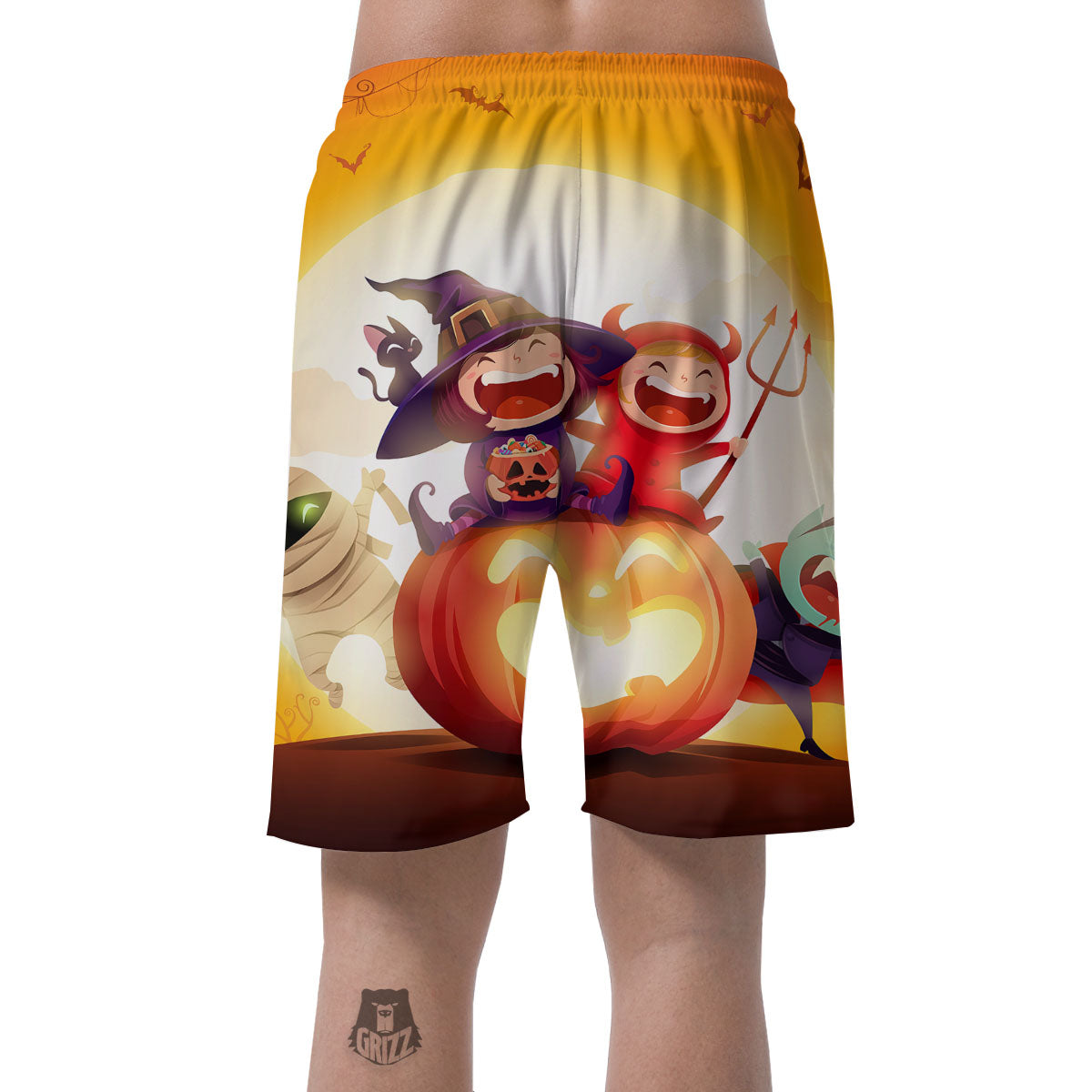 Moonlight Halloween Print Men's Shorts-grizzshop