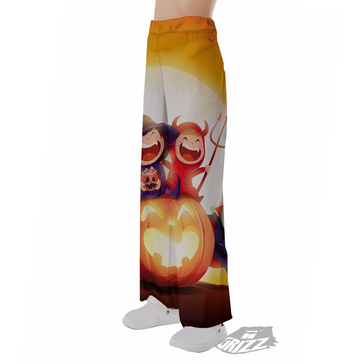 Moonlight Halloween Print Pajama Pants-grizzshop