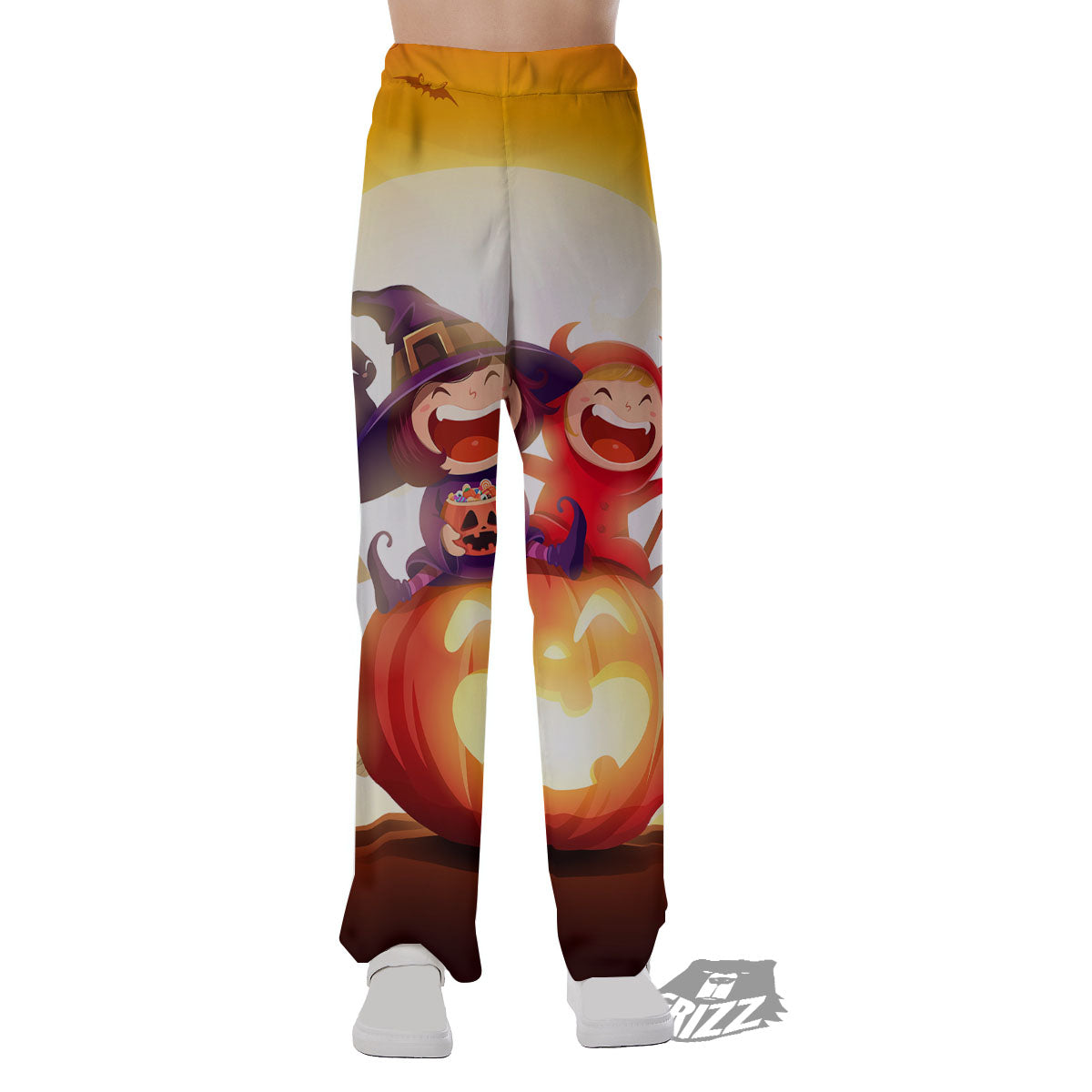 Moonlight Halloween Print Pajama Pants-grizzshop