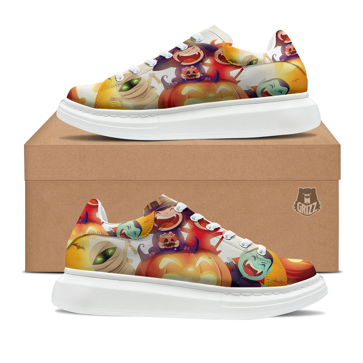 Moonlight Halloween Print Platform Shoes-grizzshop