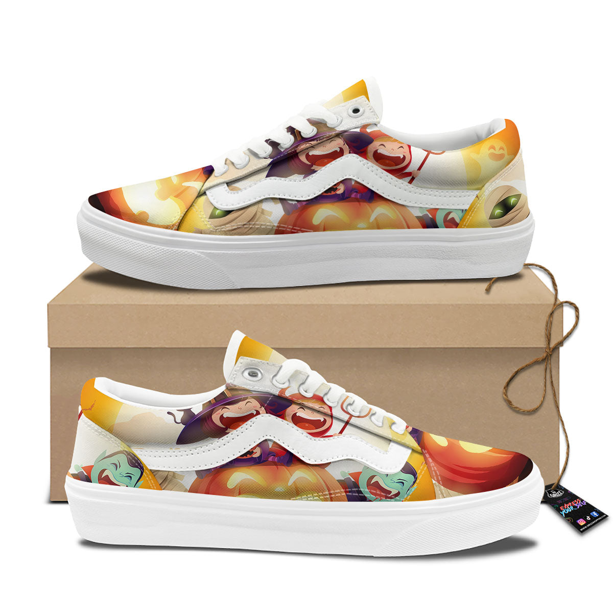 Moonlight Halloween Print Skate Shoes-grizzshop