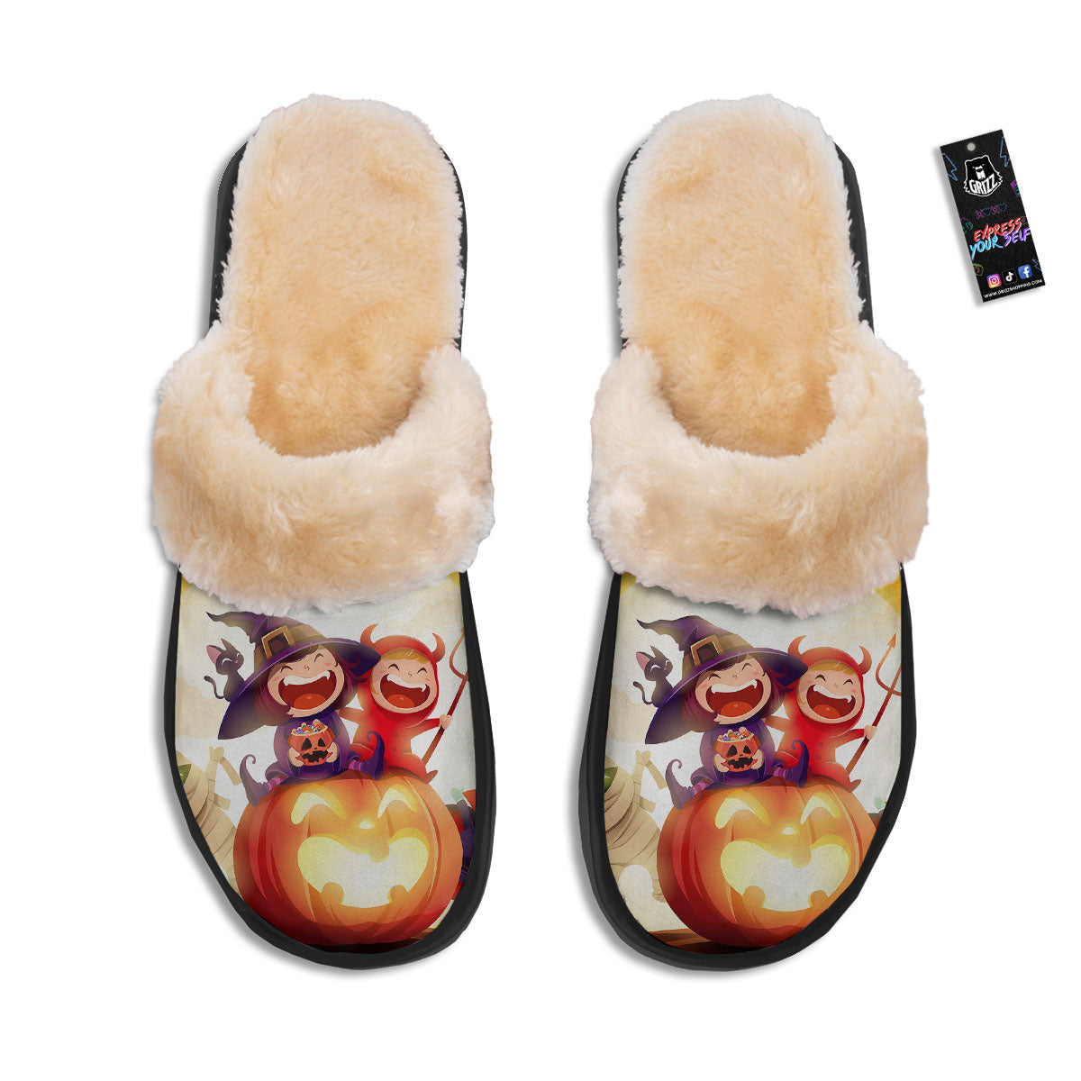 Moonlight Halloween Print Slippers-grizzshop