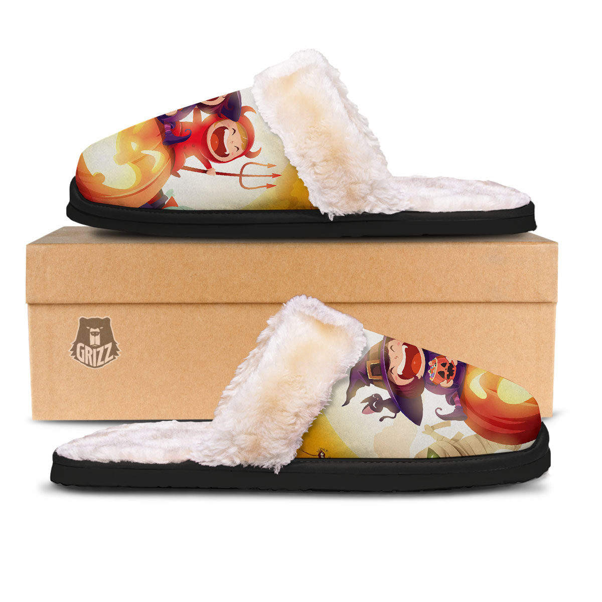 Moonlight Halloween Print Slippers-grizzshop