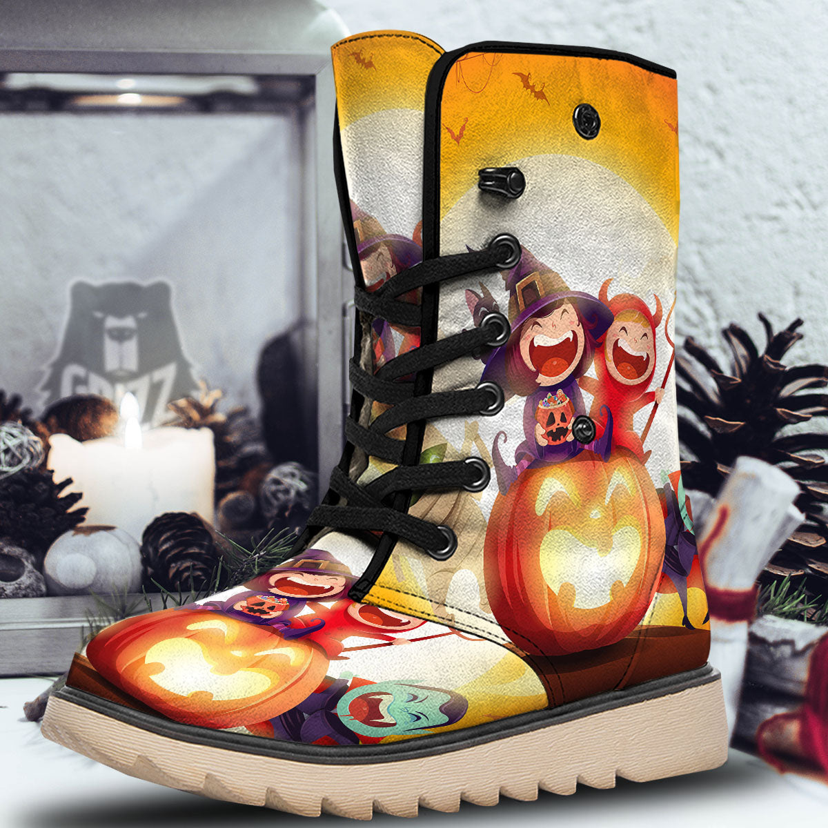 Moonlight Halloween Print Snow Boots-grizzshop