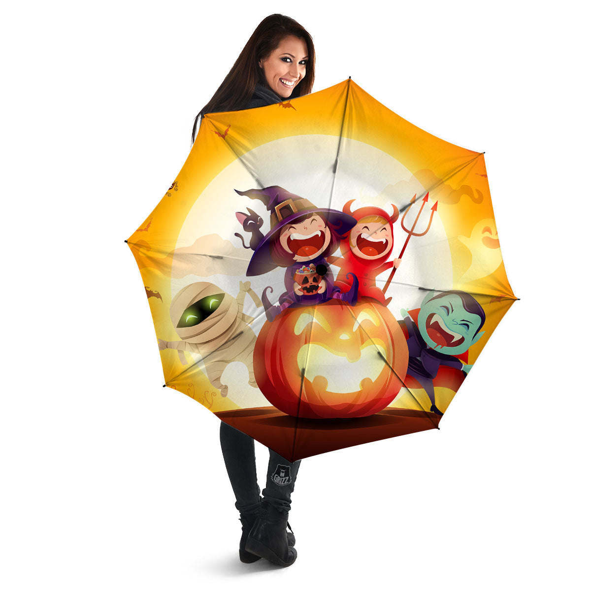Moonlight Halloween Print Umbrella-grizzshop
