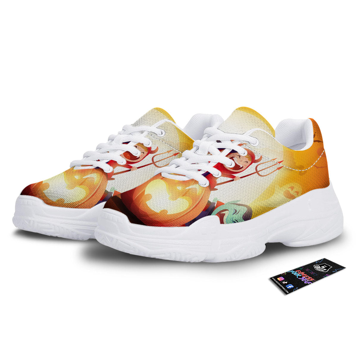 Moonlight Halloween Print White Chunky Shoes-grizzshop