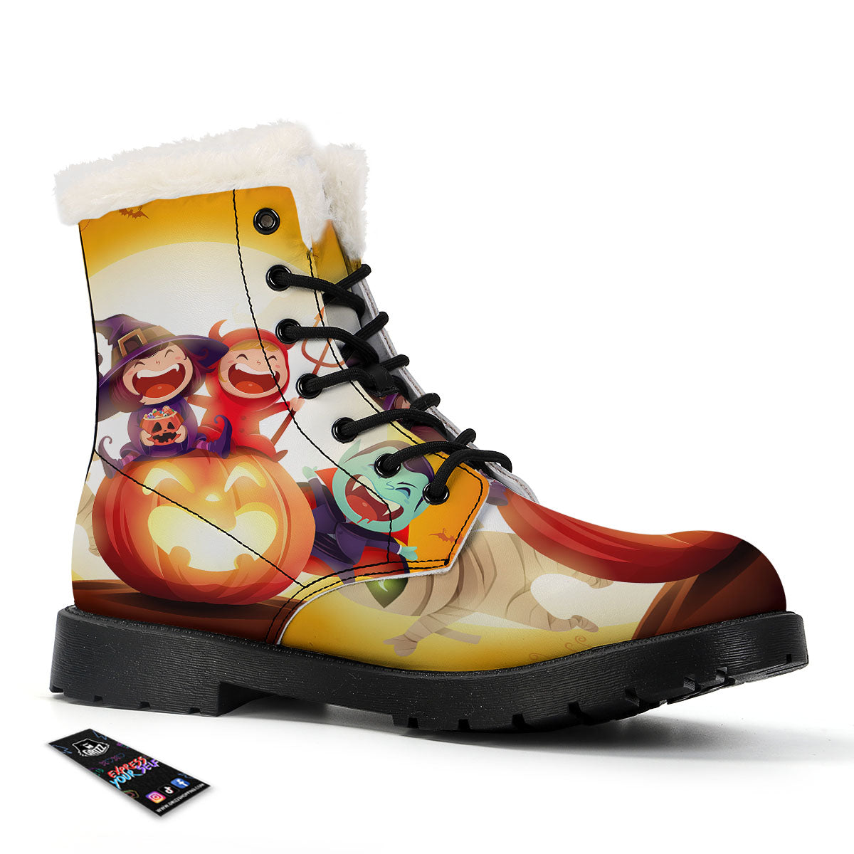 Moonlight Halloween Print Winter Boots-grizzshop