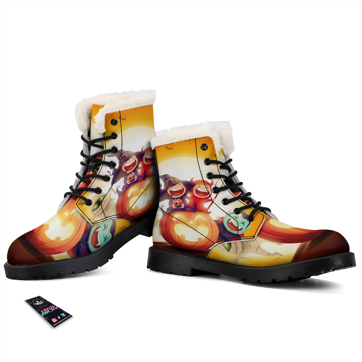 Moonlight Halloween Print Winter Boots-grizzshop