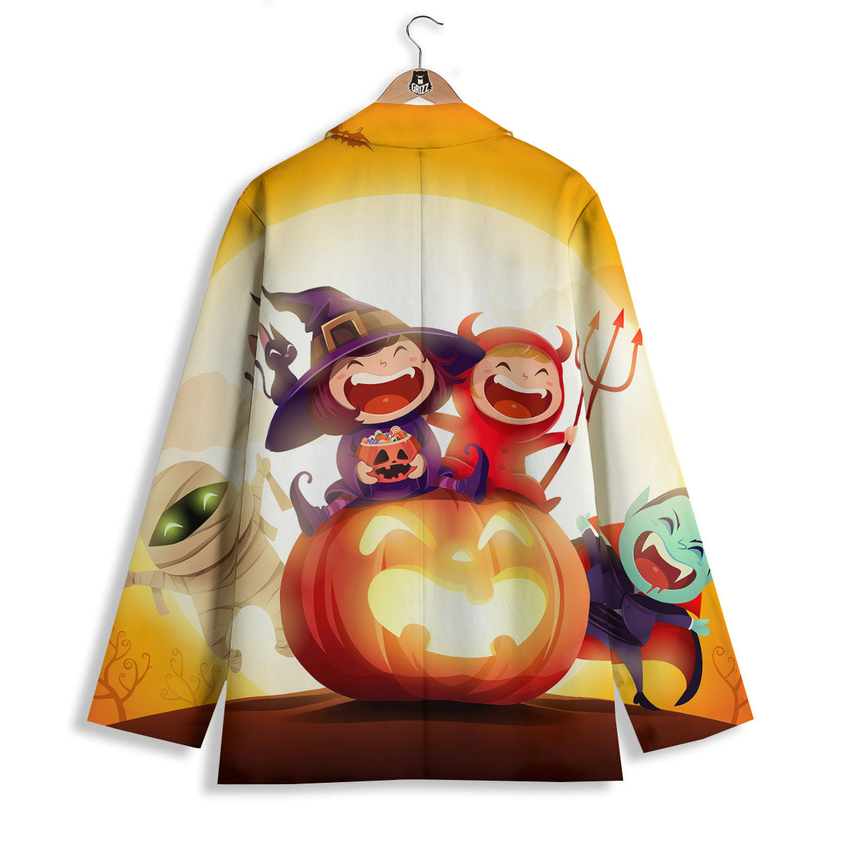 Moonlight Halloween Print Women's Blazer-grizzshop