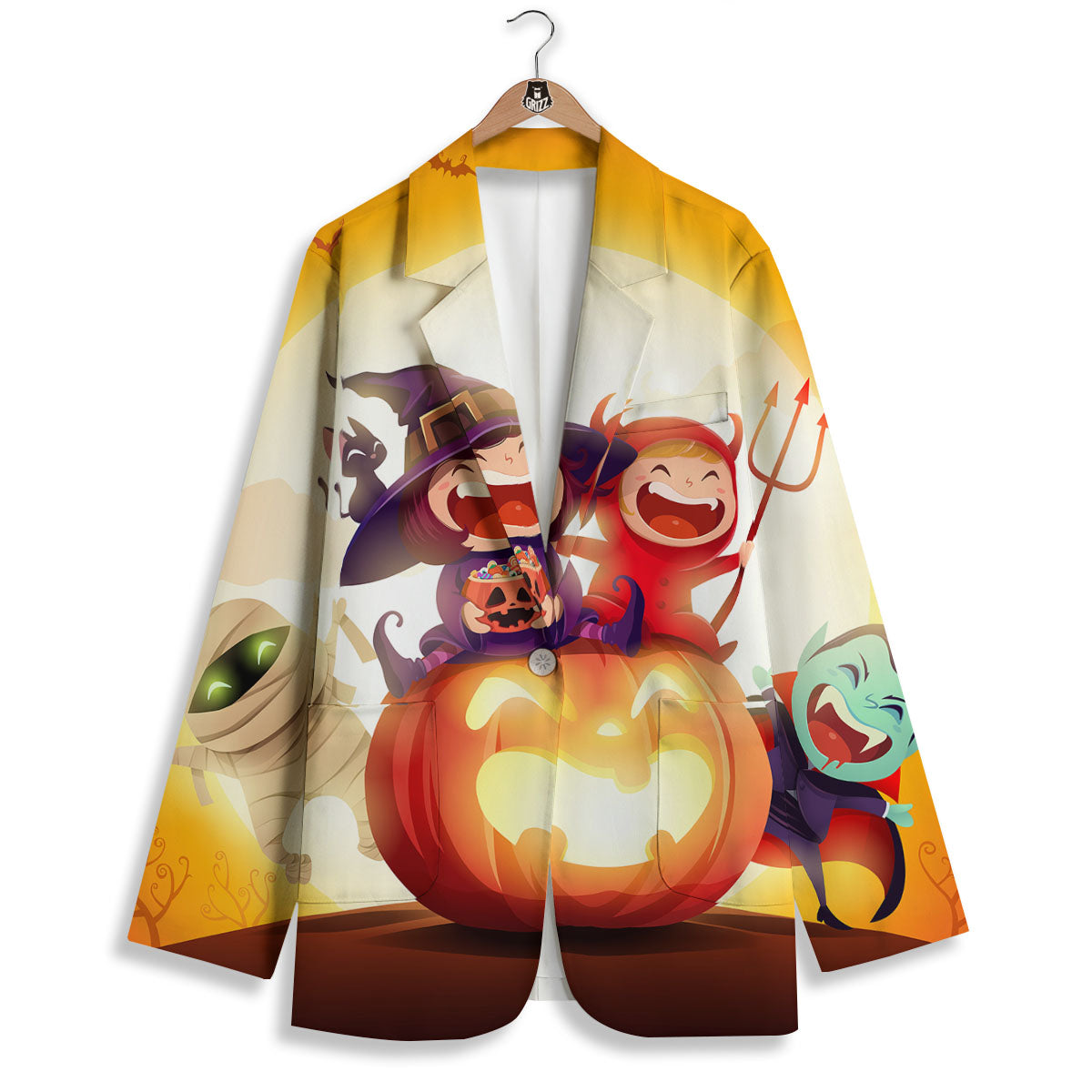 Moonlight Halloween Print Women's Blazer-grizzshop