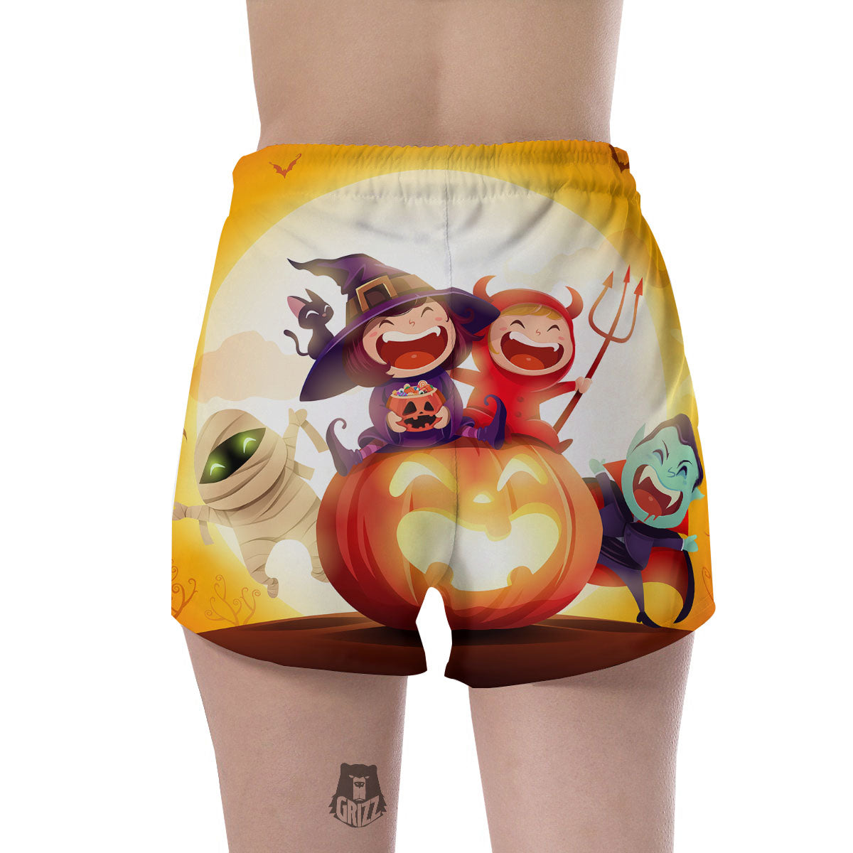 Moonlight Halloween Print Women's Shorts-grizzshop