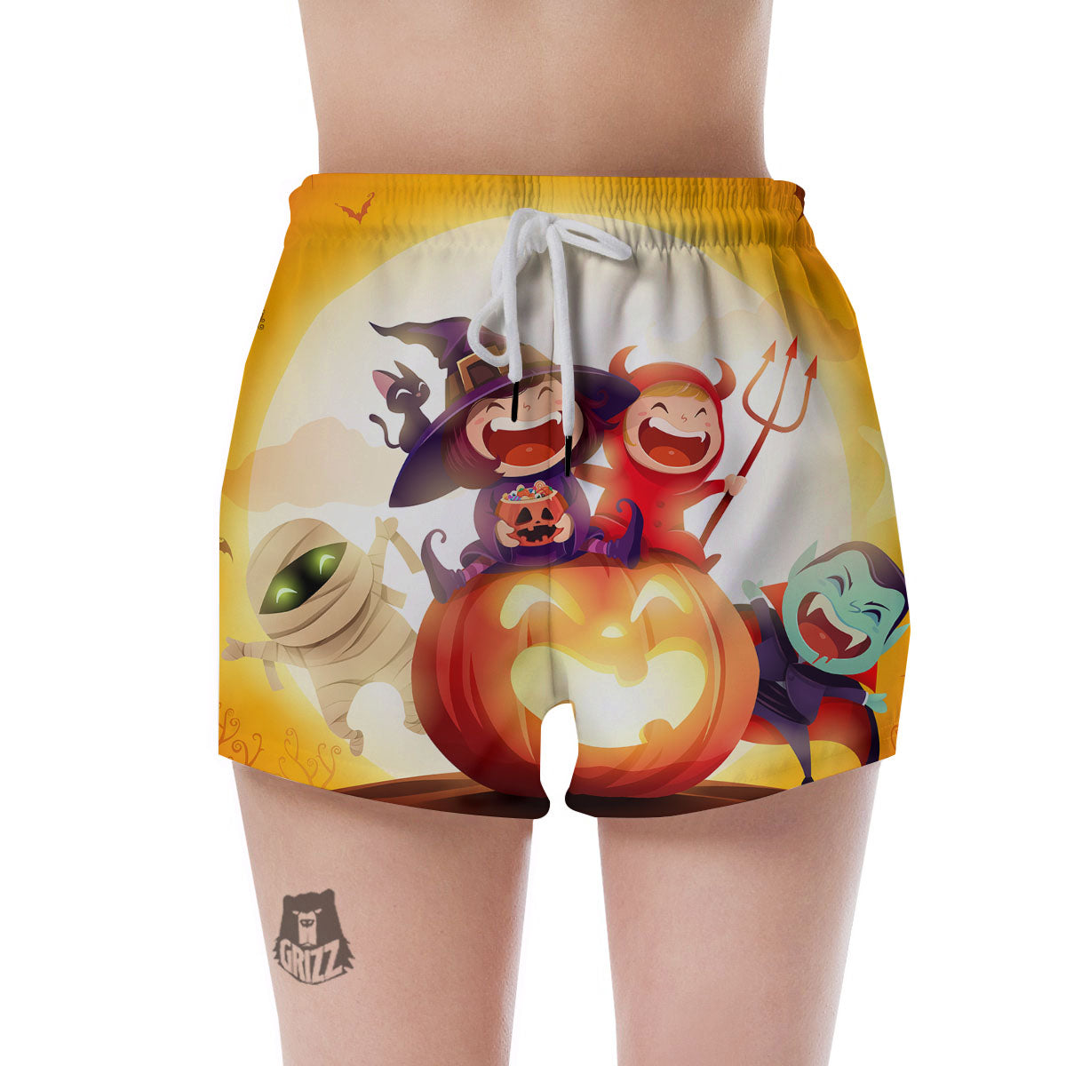 Moonlight Halloween Print Women's Shorts-grizzshop