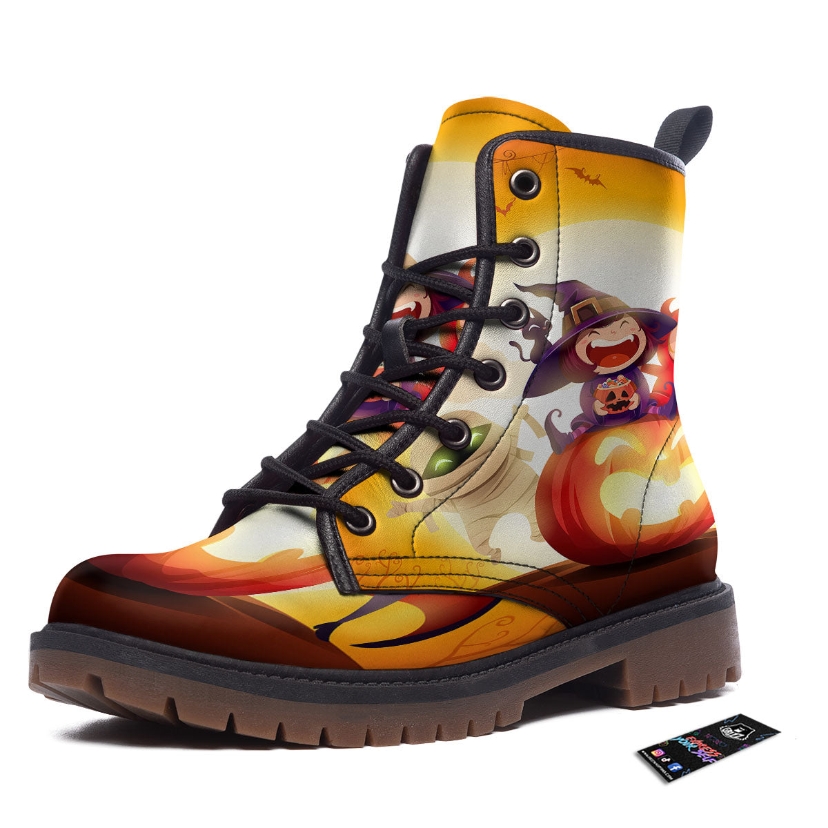 Moonlight Halloween Print Work Boots-grizzshop
