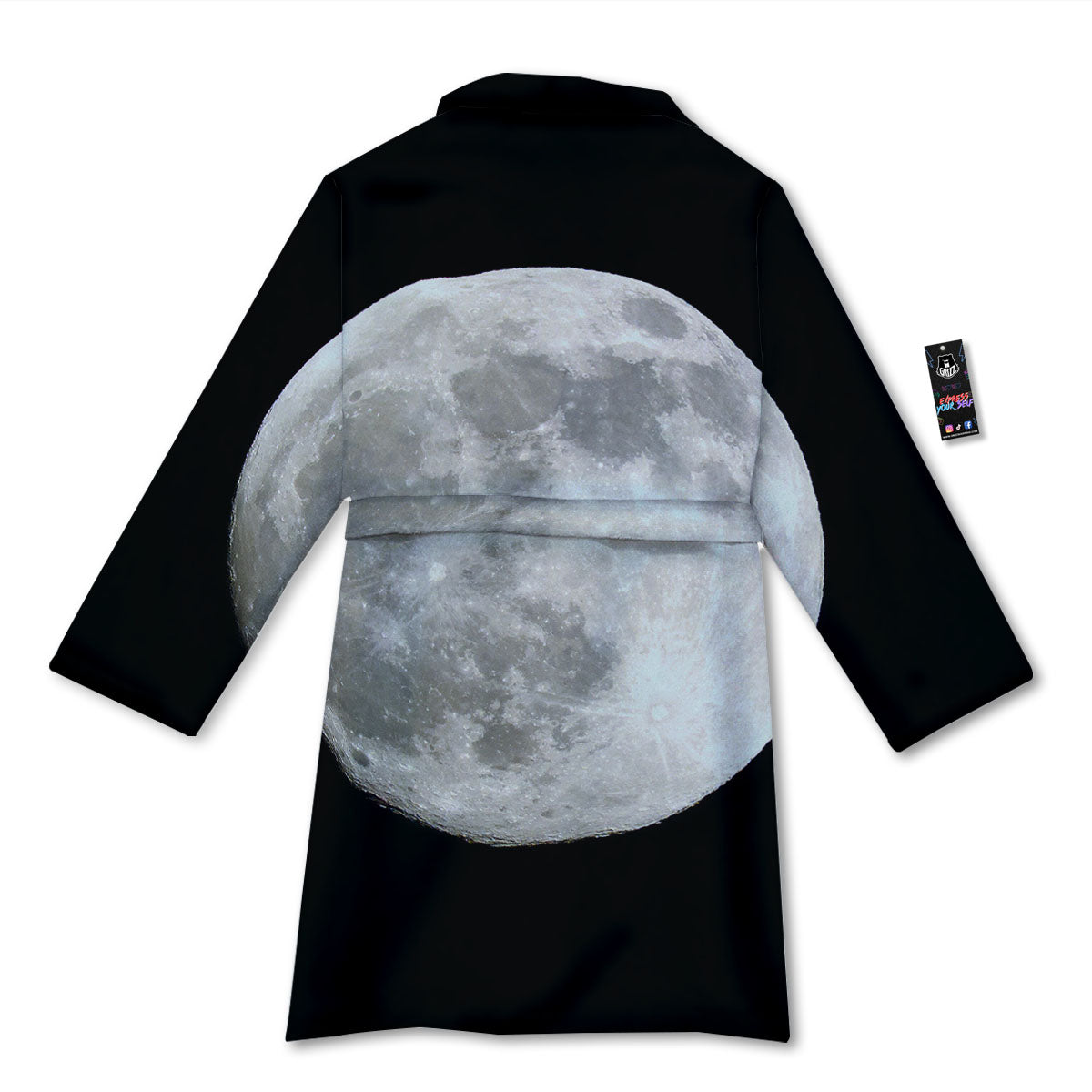 Moonlight White And Black Print Bathrobe-grizzshop