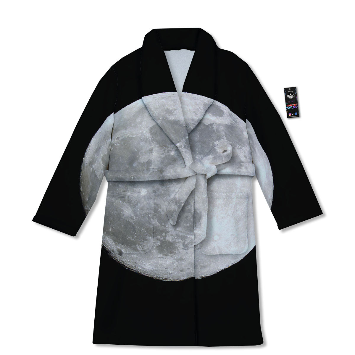 Moonlight White And Black Print Bathrobe-grizzshop