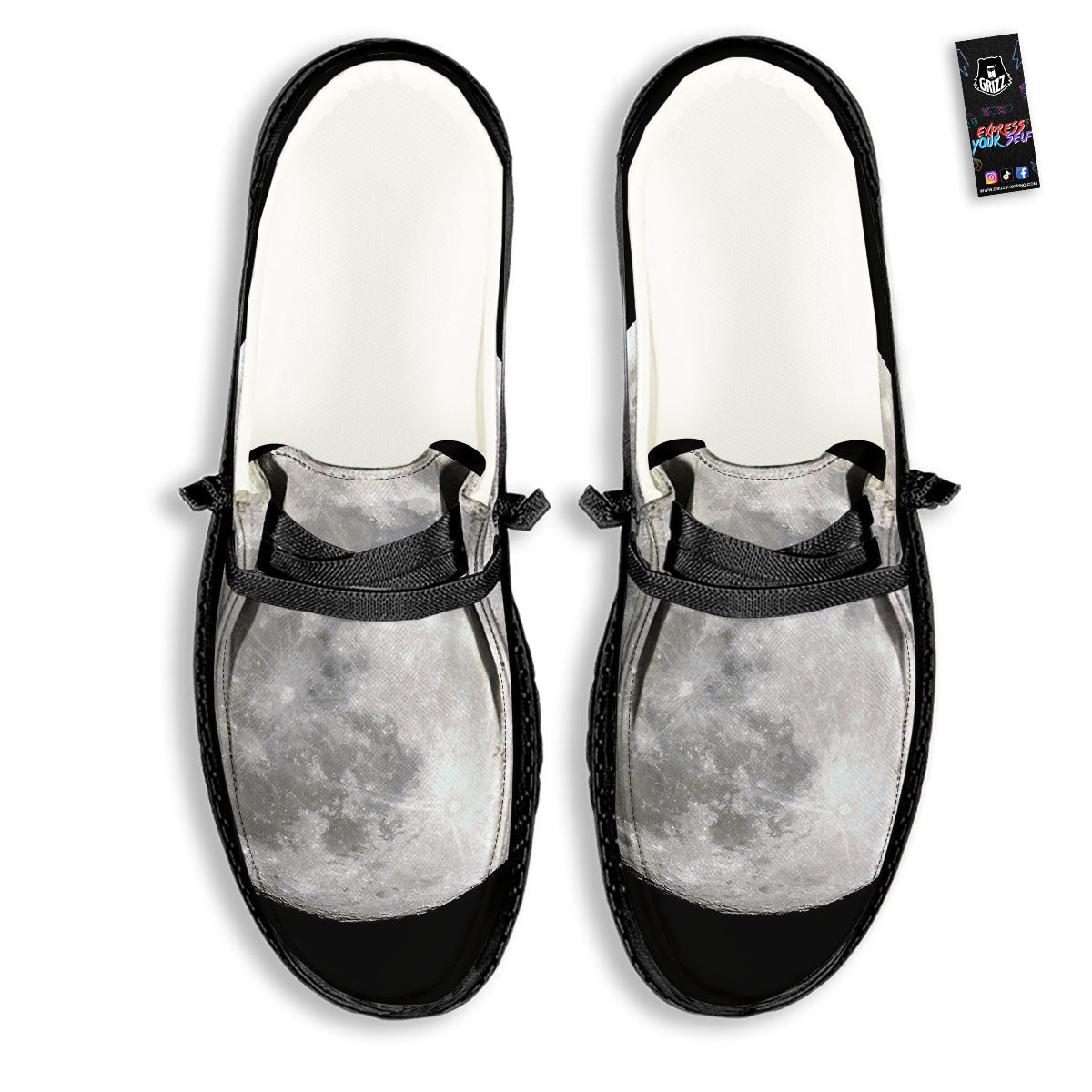 Moonlight White And Black Print Black Loafers-grizzshop