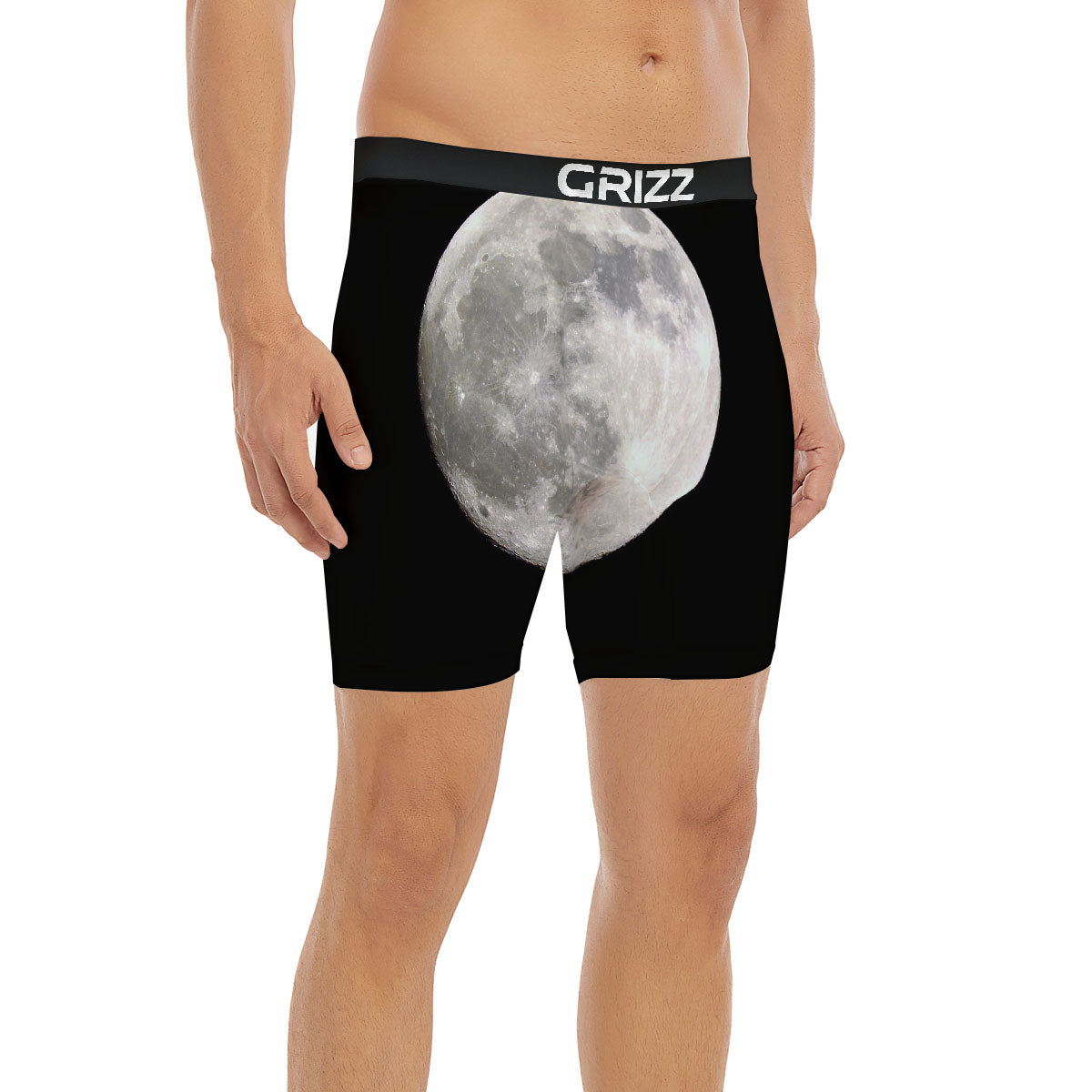 Moonlight White And Black Print Boxer Briefs-grizzshop