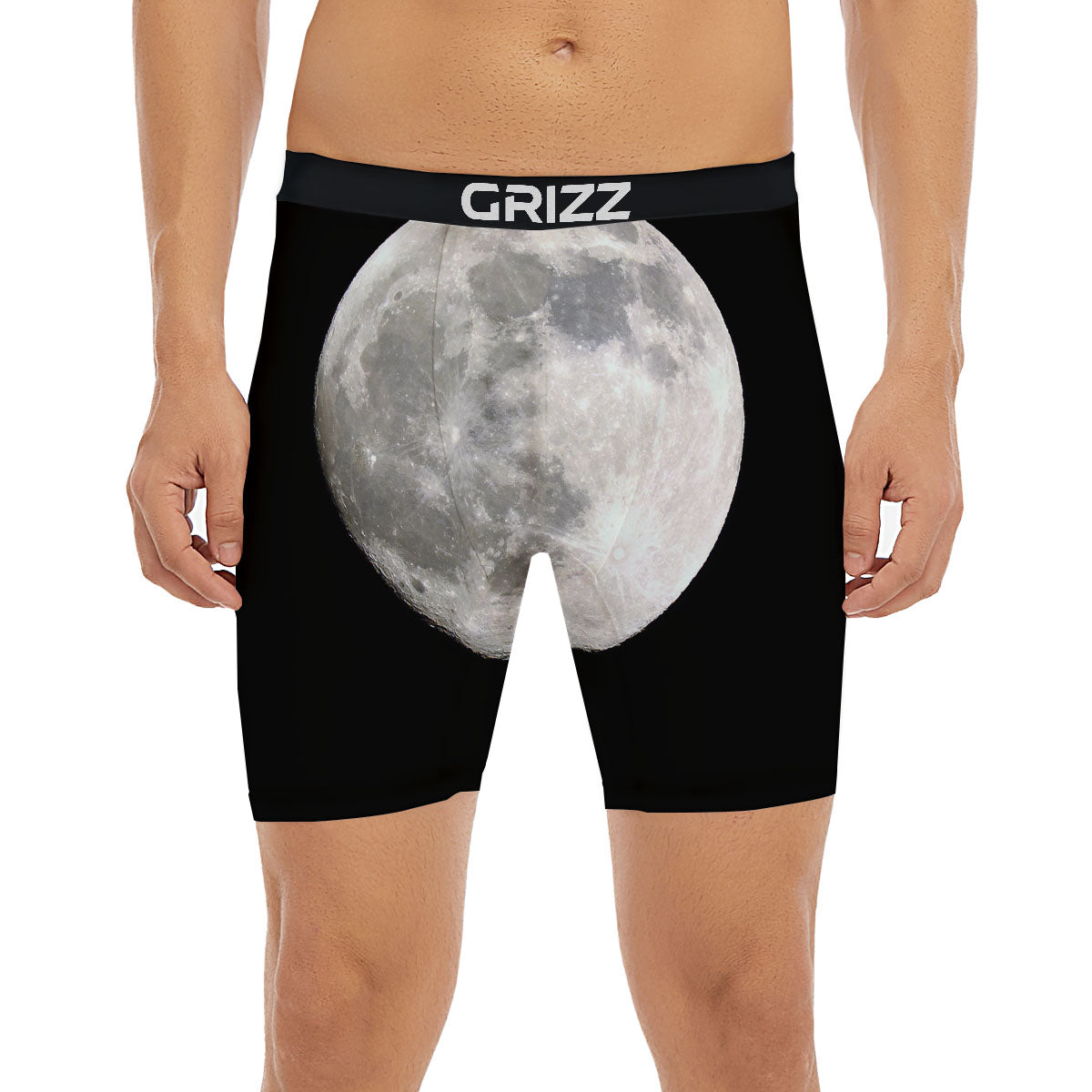 Moonlight White And Black Print Boxer Briefs-grizzshop