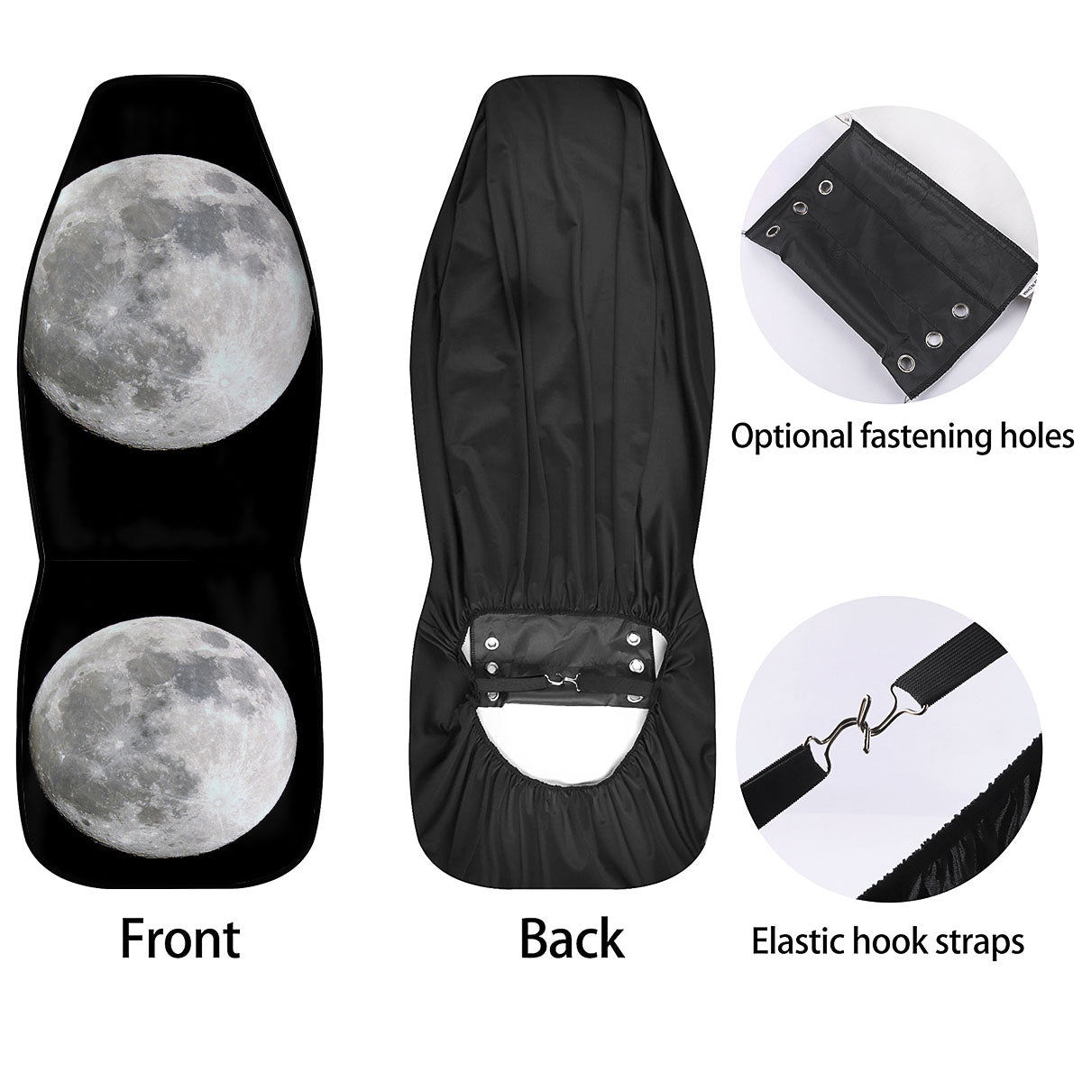 Moonlight White And Black Print Car Seat Covers-grizzshop