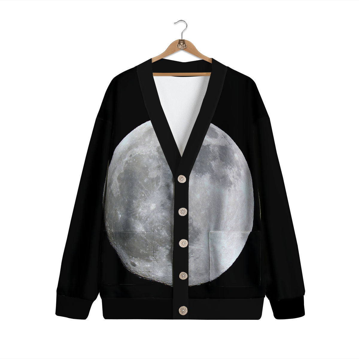 Moonlight White And Black Print Cardigan-grizzshop