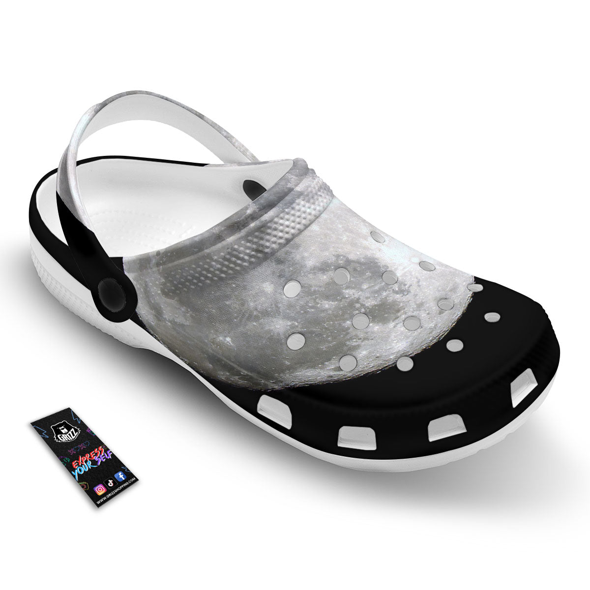 Moonlight White And Black Print Clog-grizzshop