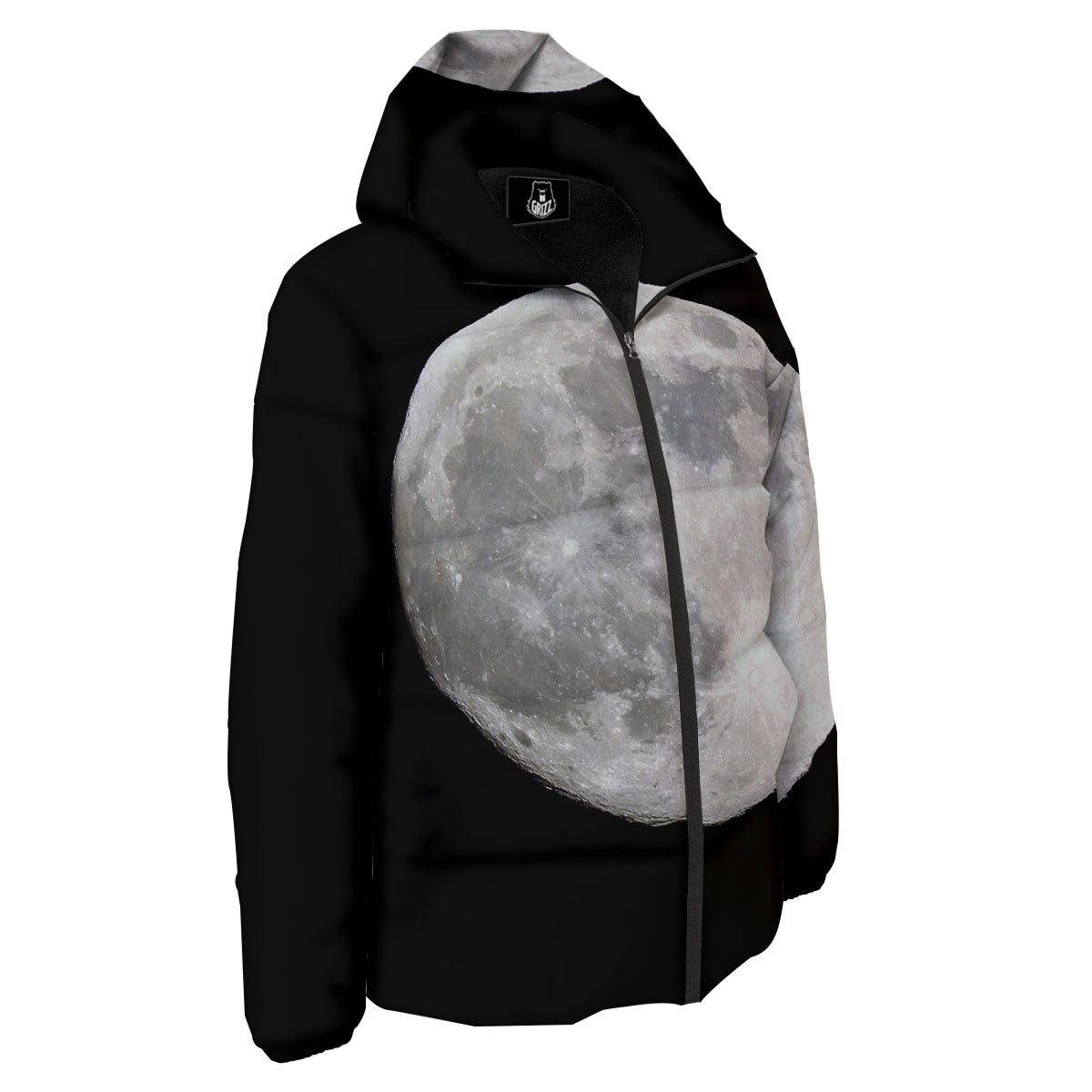 Moonlight White And Black Print Down Jacket-grizzshop