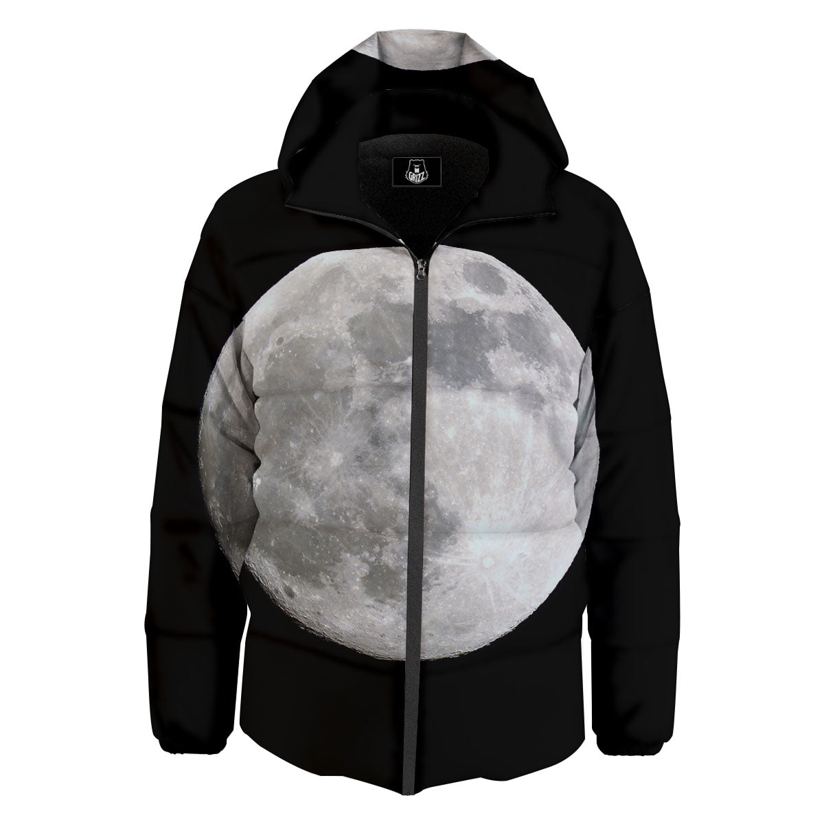 Moonlight White And Black Print Down Jacket-grizzshop