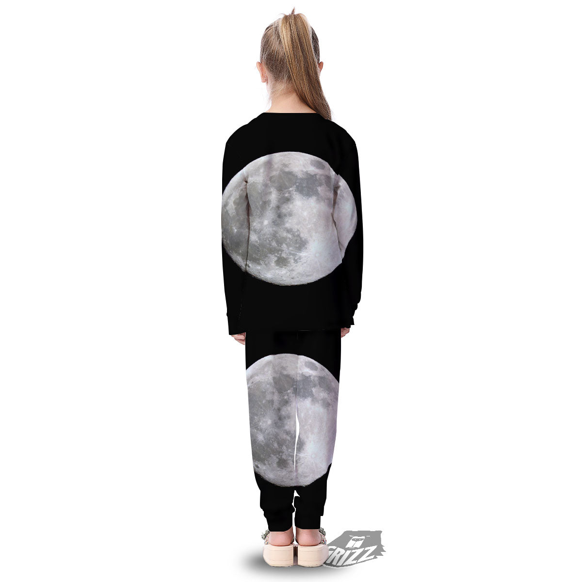 Moonlight White And Black Print Kid's Pajamas-grizzshop