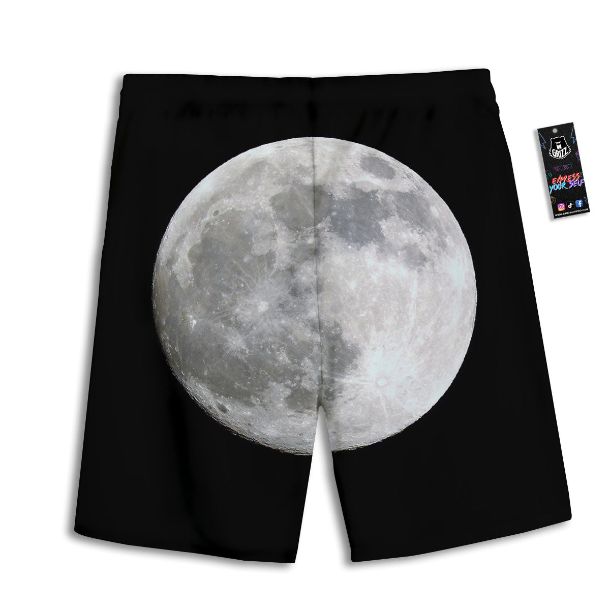 Moonlight White And Black Print Men's Athletic Shorts