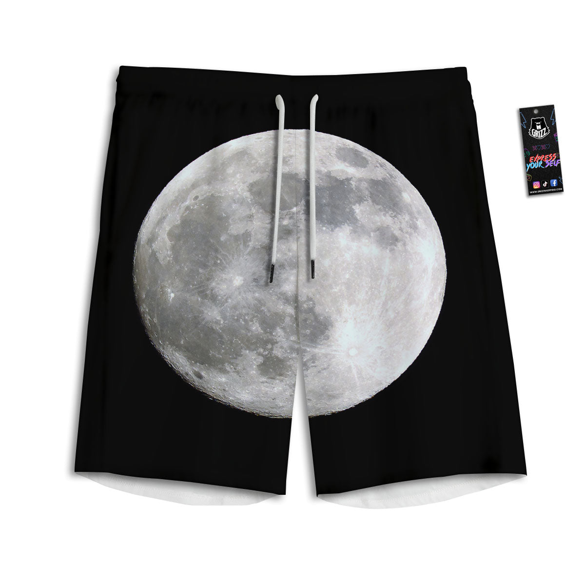 Moonlight White And Black Print Men's Athletic Shorts