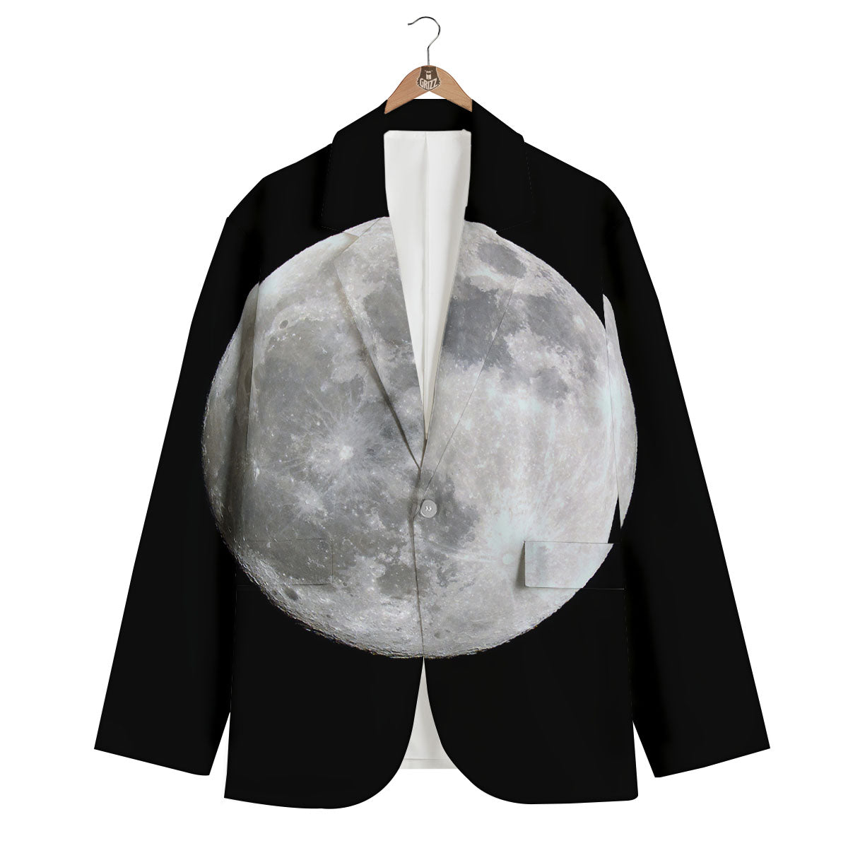 Moonlight White And Black Print Men's Blazer-grizzshop