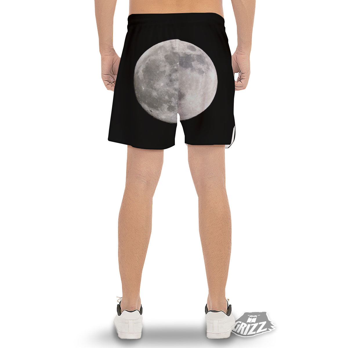 Moonlight White And Black Print Men's Gym Shorts-grizzshop