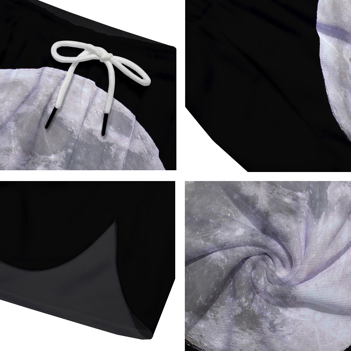Moonlight White And Black Print Men's Running Shorts-grizzshop