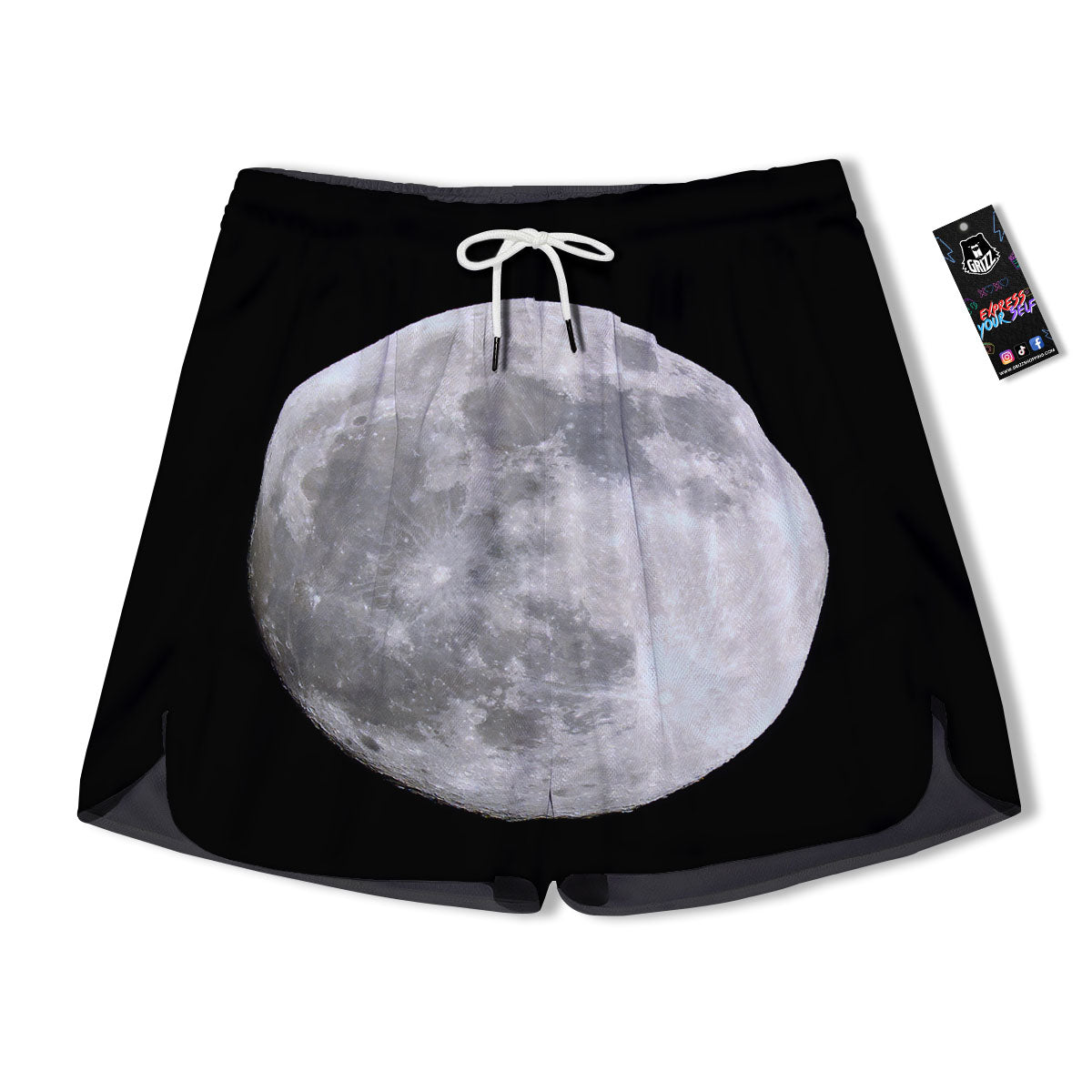 Moonlight White And Black Print Men's Running Shorts-grizzshop