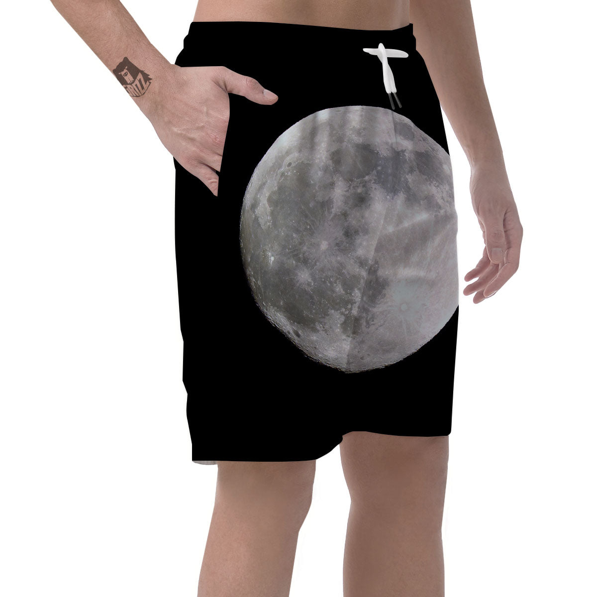 Moonlight White And Black Print Men's Shorts-grizzshop