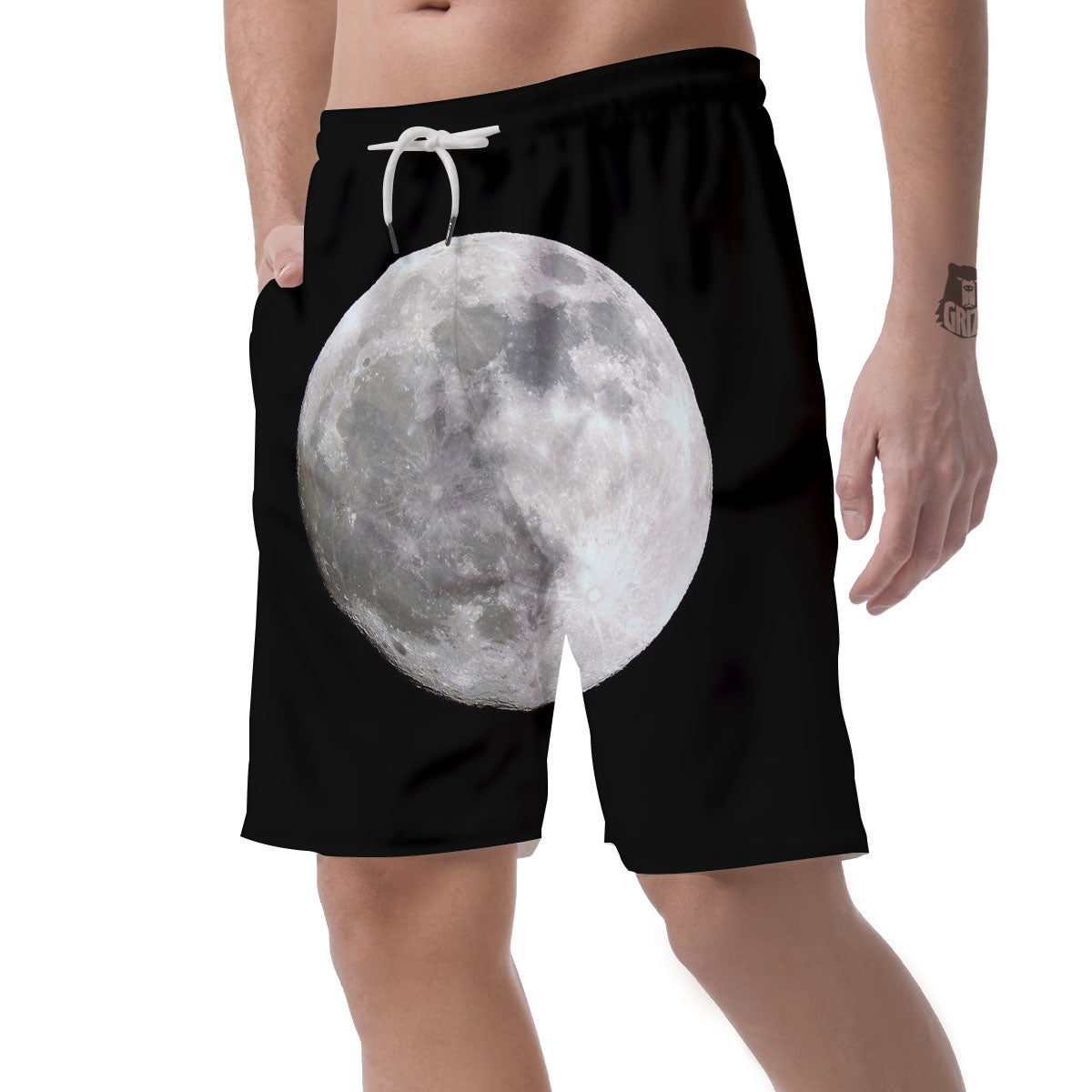 Moonlight White And Black Print Men's Shorts-grizzshop