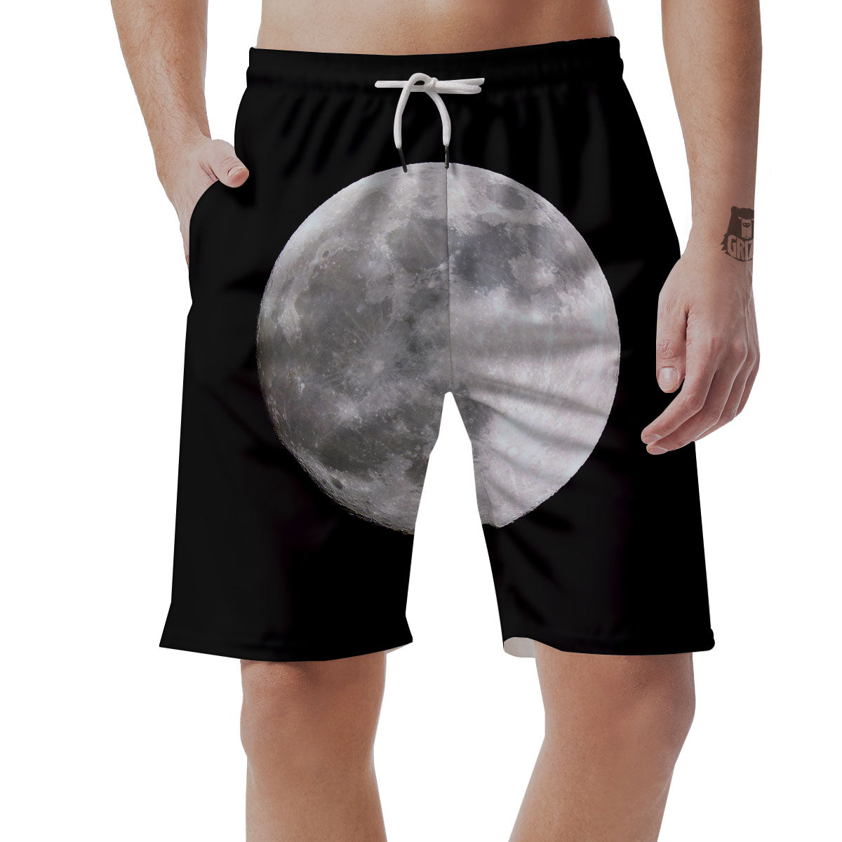 Moonlight White And Black Print Men's Shorts-grizzshop