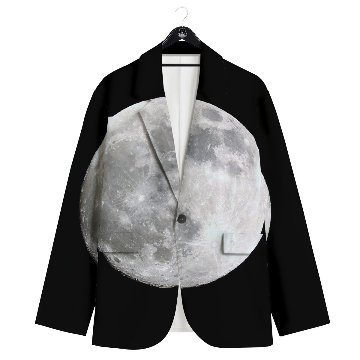 Moonlight White And Black Print Men's Sport Coat-grizzshop