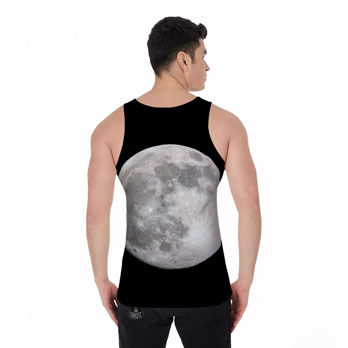 Moonlight White And Black Print Men's Tank Top-grizzshop