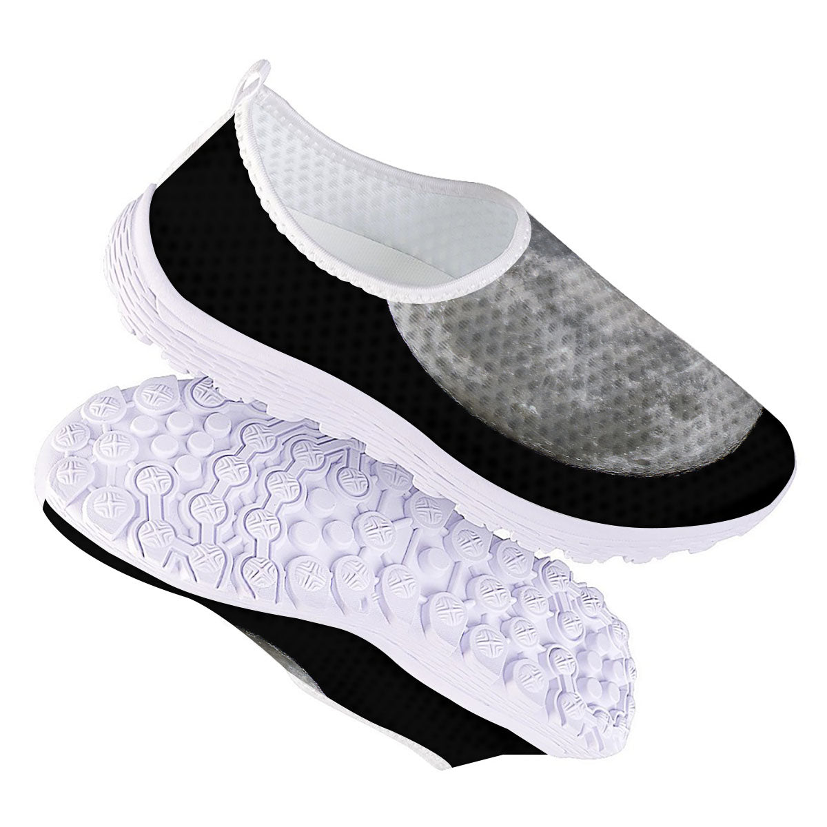 Moonlight White And Black Print Nurse Shoes-grizzshop