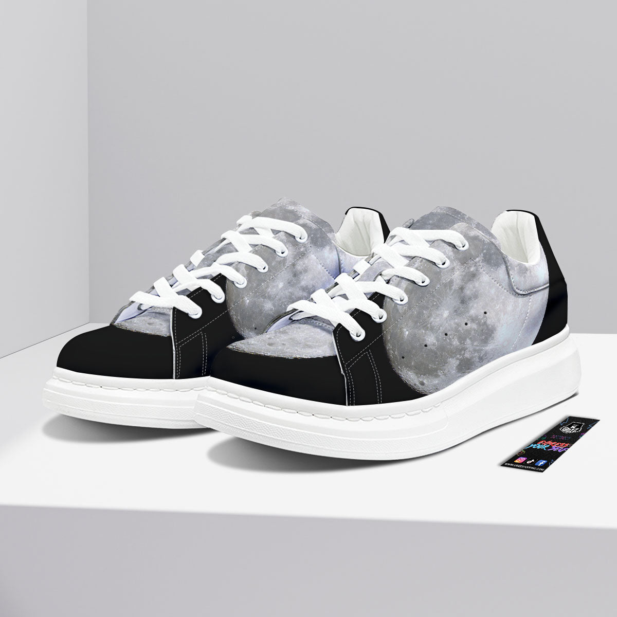 Moonlight White And Black Print Platform Shoes-grizzshop