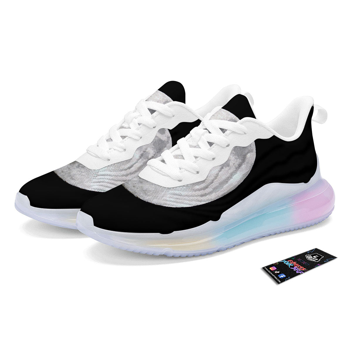 Moonlight White And Black Print Running Sneakers-grizzshop