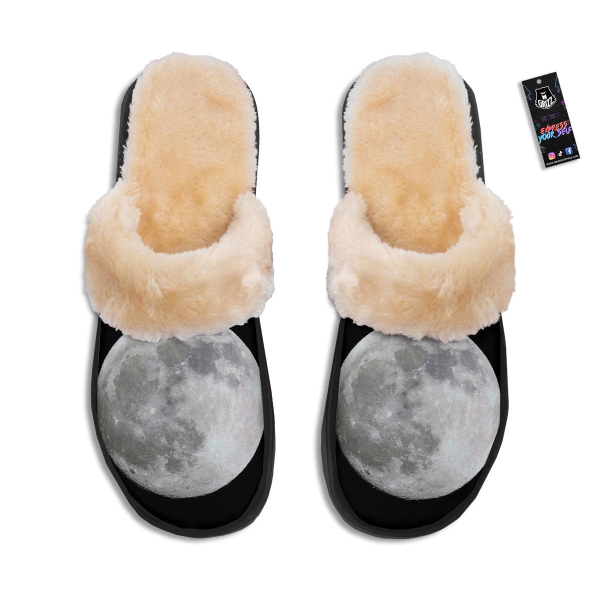 Moonlight White And Black Print Slippers-grizzshop
