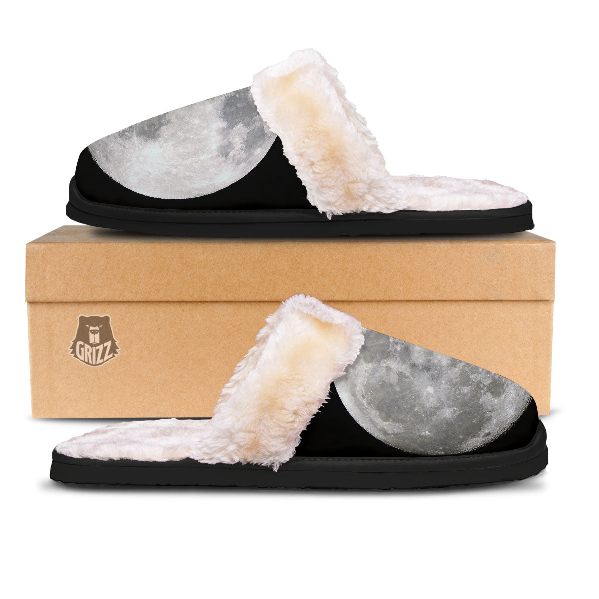 Moonlight White And Black Print Slippers-grizzshop