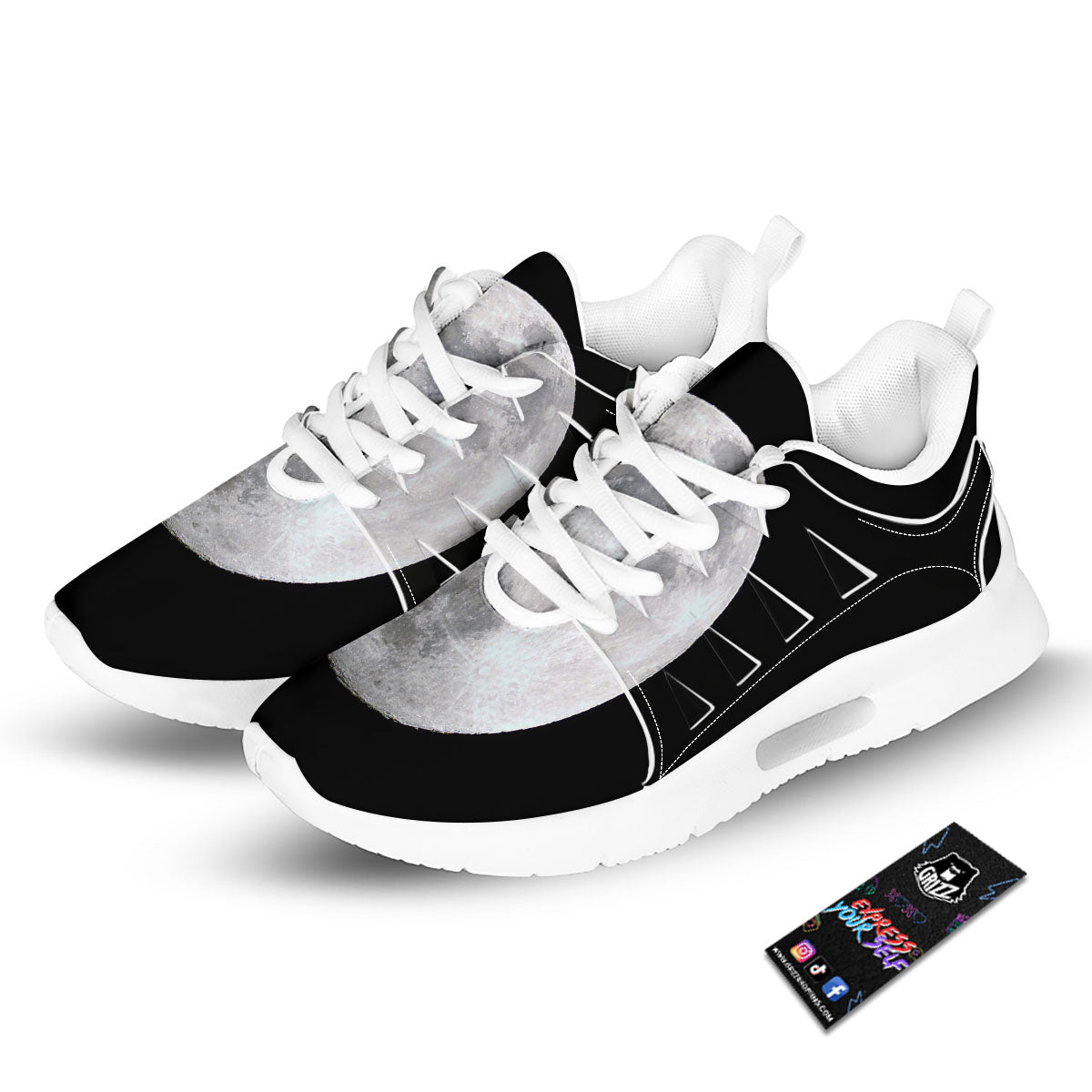 Moonlight White And Black Print Tennis Shoes-grizzshop
