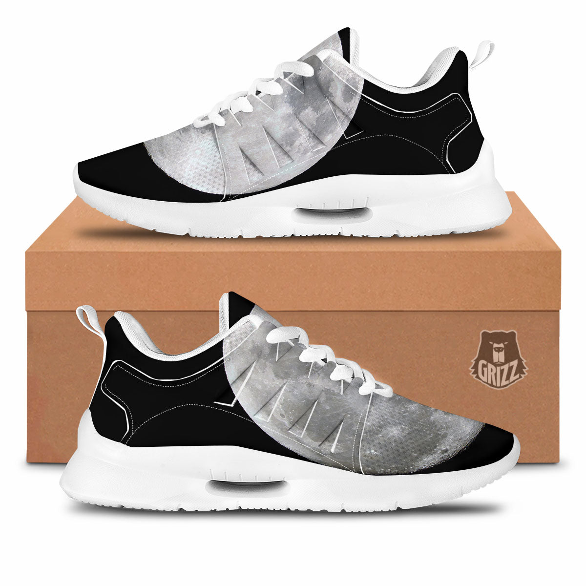 Moonlight White And Black Print Tennis Shoes-grizzshop